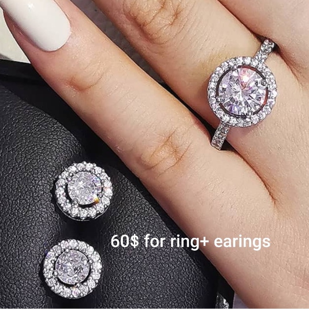 Earrings and size 7 ring set